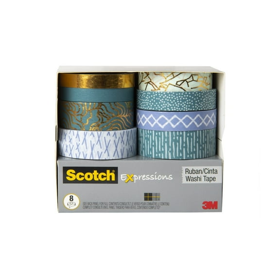 Scotch Expressions Washi Tape, Multicolors, 8 Rolls/Pack
