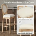 thumbnail image 6 of KCC Barstools Bar Height, French Country Wooden Bar Stools with Upholstered Seating, 30 Inches Bar Chairs with Solid Wood Frame, Beige and Natural, 6 of 9