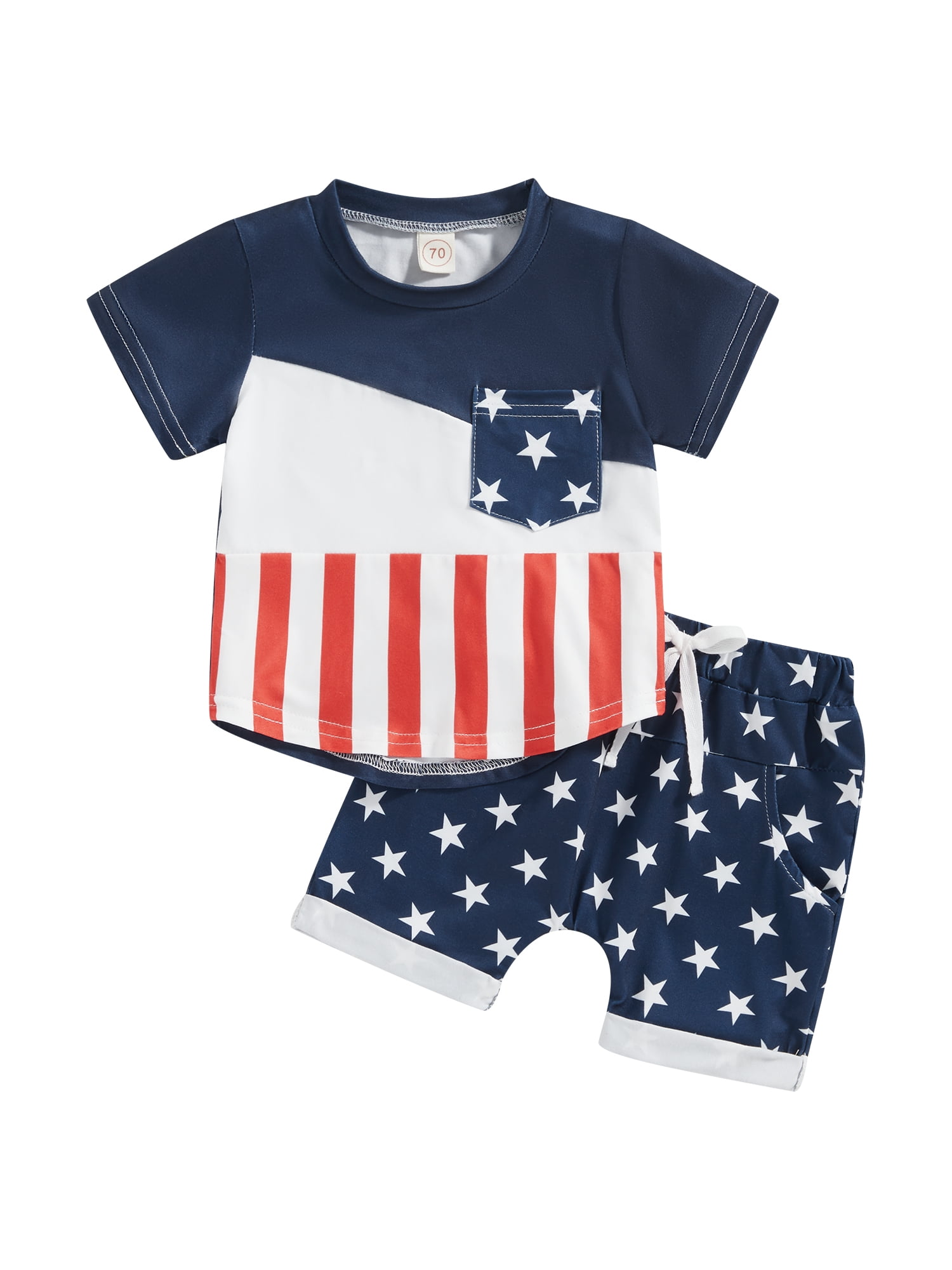4th of July Toddler Baby Boy American Flag Outfit Infant Short Sleeve ...