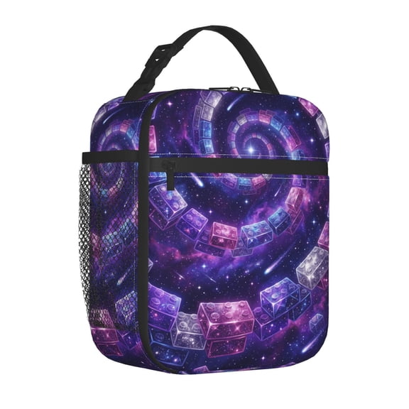 Colorful Puzzle Lunch Bag, Large-Capacity Insulated Meal Tote with Durable Handle, Reusable Zippered Thermal Bento Container for Sandwich Snack