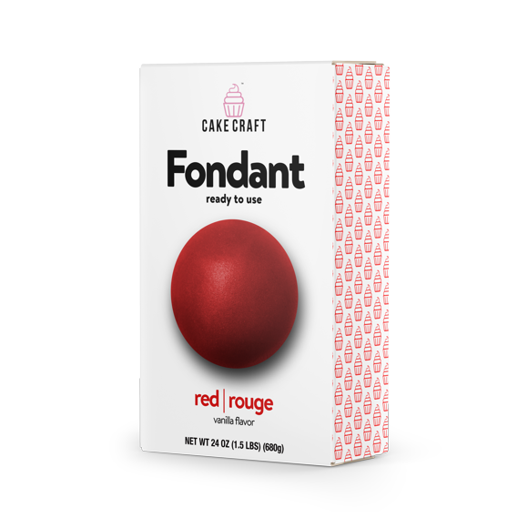 Cake Craft Red Fondant – 24oz, Ready-to-Use Fondant for Cakes, Cupcakes & Cookies, Smooth, Easy-to-Roll Texture, Vanilla Flavor, Made in the USA