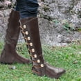 thumbnail image 4 of Mepaouo Women Knee High Boots Round Toe Buckles Riding Boots Recovery Comfy Western Boots, 4 of 6