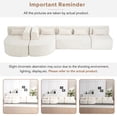 thumbnail image 5 of 144" Modular Upholstered Sofa, Free-Combined Sectional Couch with Two Curved Chaise Lounges, Five Back Pillows, Beige Boucle Fabric, Foam Seating, Modern L-Shaped Sofa for Living Room, 5 Seats, 5 of 10