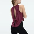 thumbnail image 6 of aidice Workout Tops for Women Yoga Crewneck Sleeveless Loose Backless Knot High Low Hem Athletic Tops, 6 of 8