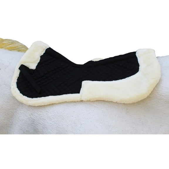 Horse English Quilted Half SADDLE Pad Correction Wither Relief Faux Fur Black 12218WH