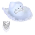 thumbnail image 1 of Sombrero de de vaquero occidental, accesorios de lentejuelas, accesorios de , suministros Fedora para fiesta, damas, vacaciones Blanco Macarena Sombrero de vaquero, 1 of 8