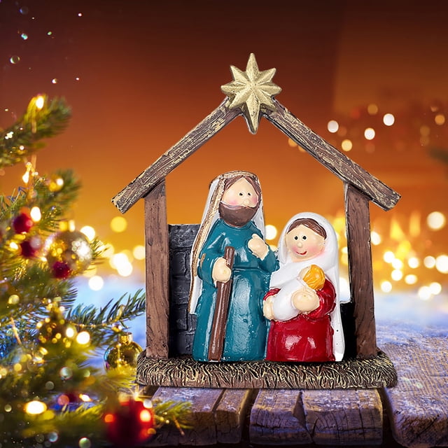Fiudx Liquidación de ofertas flash Adornos de decoración de la natividad Adornos navideños Caballo en forma de pesebre Adornos de resina Decoración de escritorio para el hogar