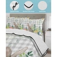 thumbnail image 3 of Full Size Quilt Bedding Set, Easter Bunnies Reversible Summer Quilt 3 Pieces, Spring Eucalyptus Easter Eggs Gray Plaid Lightweight Bedspreads Coverlets with 2 Pillow Shams for All Seasons, 3 of 5