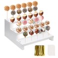 thumbnail image 1 of Soporte para tartas KhayRovies, 3 niveles, madera blanca, 33 agujeros, con accesorios, 1 of 6