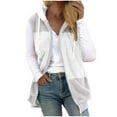 thumbnail image 2 of gbyLJF Sleeveless Jacket for Women Color-blocked Drawstring Full Zipper Hoodie Coat Fall Winter Fleece Warm Jackets, 2 of 5