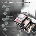 thumbnail image 3 of Makeup Train Case Makeup Case Organizer Portable Cosmetic Box Storage with 2 Trays Mirror Locking with Keys Make Up Travel Case Nail Kits Traveling Makeup Box Iron Grey, 3 of 8