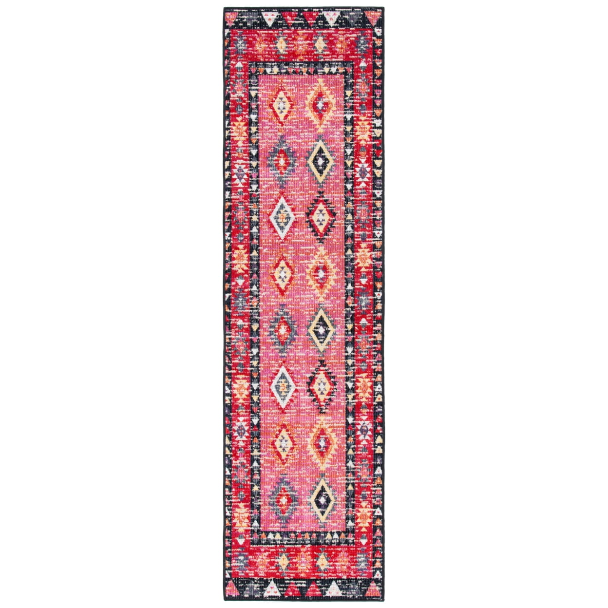 SAFAVIEH Montage Andreas Geometric Indoor/Outdoor Area Rug, Pink/Black, 9' x 12'