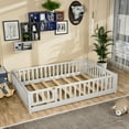 thumbnail image 3 of Miniyam Full Size Toddler Floor Bed with Fence, White, 3 of 8