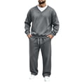 thumbnail image 5 of Luvrsol Big & Tall Men Lounge Tracksuit Solid Long Sleeve Crewneck Pullover & Relaxed Fit Sport Jogger Pants Set S-3XL, 5 of 7