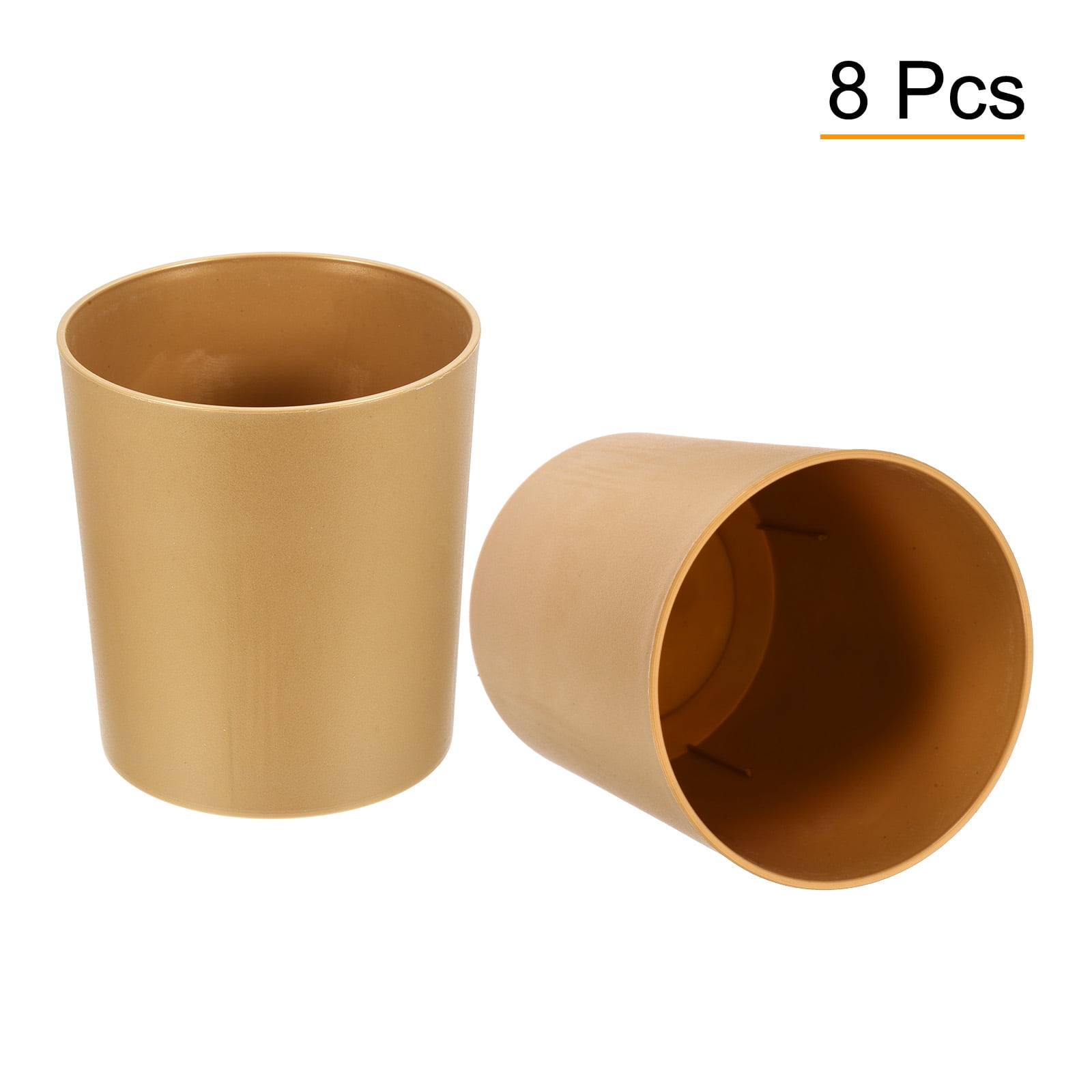 Uxcell 4" Round Plastic Planter Flowerpot Container Indoor Outdoor, Gold 8 Pack