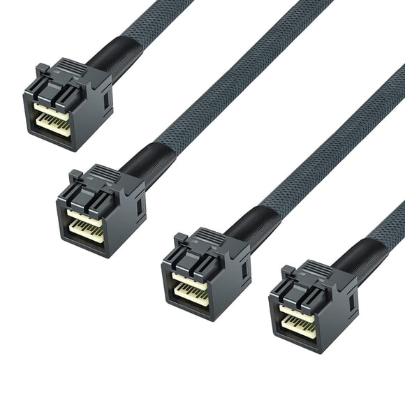 10Gtek Internal Mini SAS HD SFF-8643 Cable, with Sideband, 0.5-Meter(1.6ft), Foldable, Flexible, 2 Pack