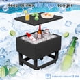 thumbnail image 5 of FUNDAZE Outdoor Cooler Table, Outdoor Side Table with 3 Gallon Ice Bucket,Detchable Top Lid, Patio Bar Table for Poolside, Party, Camping, Picnic, Black, 5 of 12