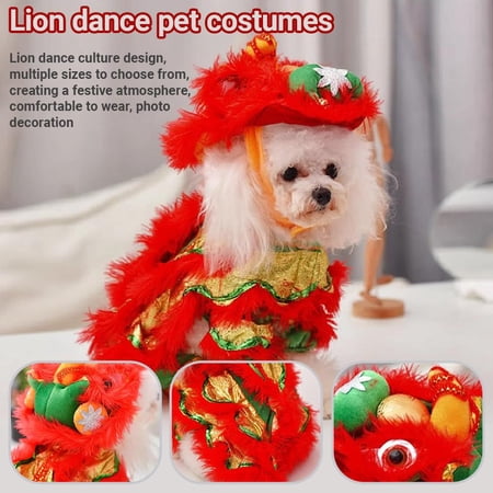 Agiufgs Pet Lion Dance Costume Soft Polyester for Comfortable Wear Chinese New Year Celebration Outfit