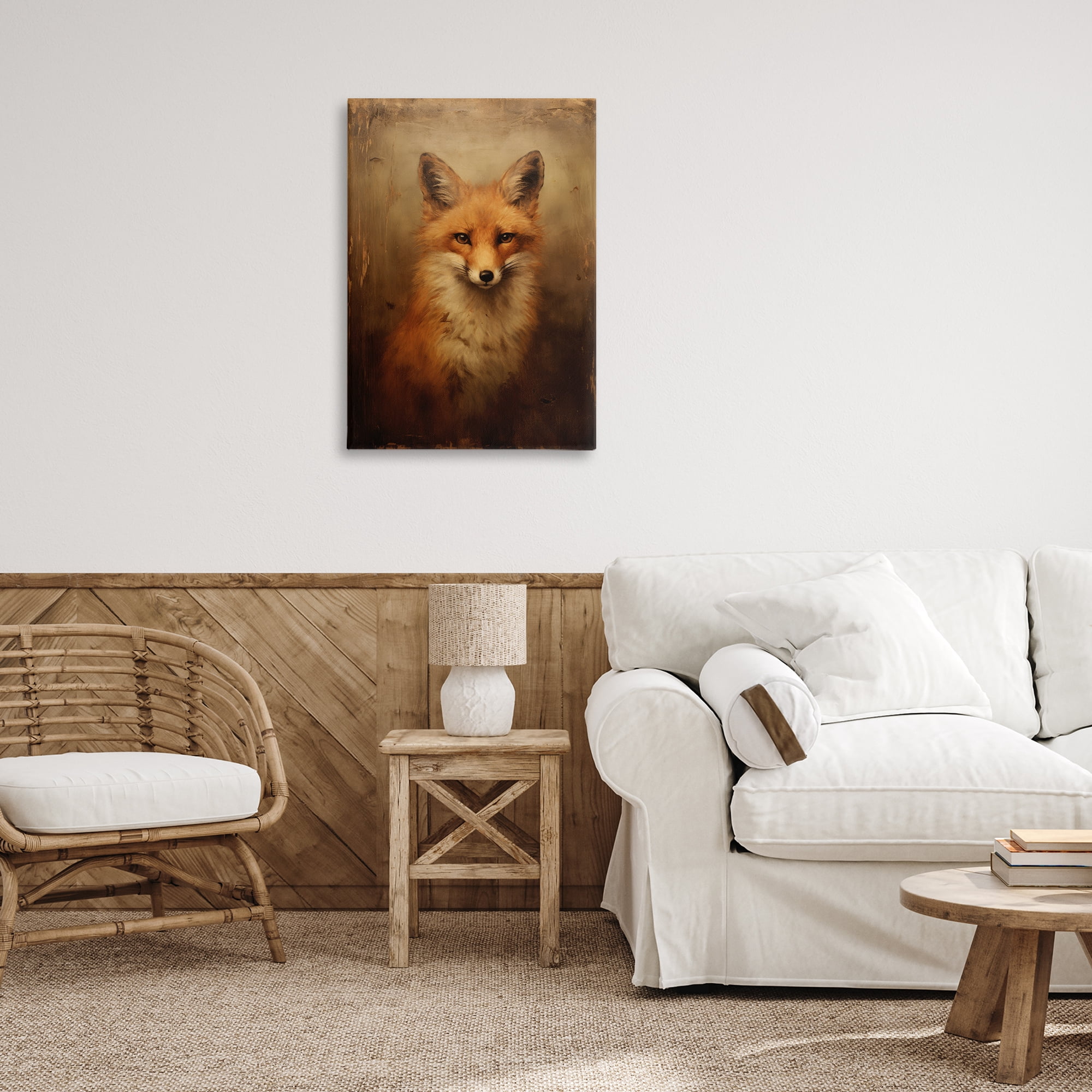 Stupell Industries Dark Fox Visage Animals & Insects Painting Gallery Wrapped Canvas Art Print Wall Art, 20 x 30