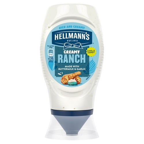 Hellmann's Creamy Ranch Mayo Squeezy 250ml, British Import (Pack of 2)