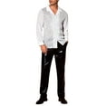 thumbnail image 2 of INSPIRE CHIC Men's Camp Collar Long Sleeve Sequin See Through Shirt L White, 2 of 6