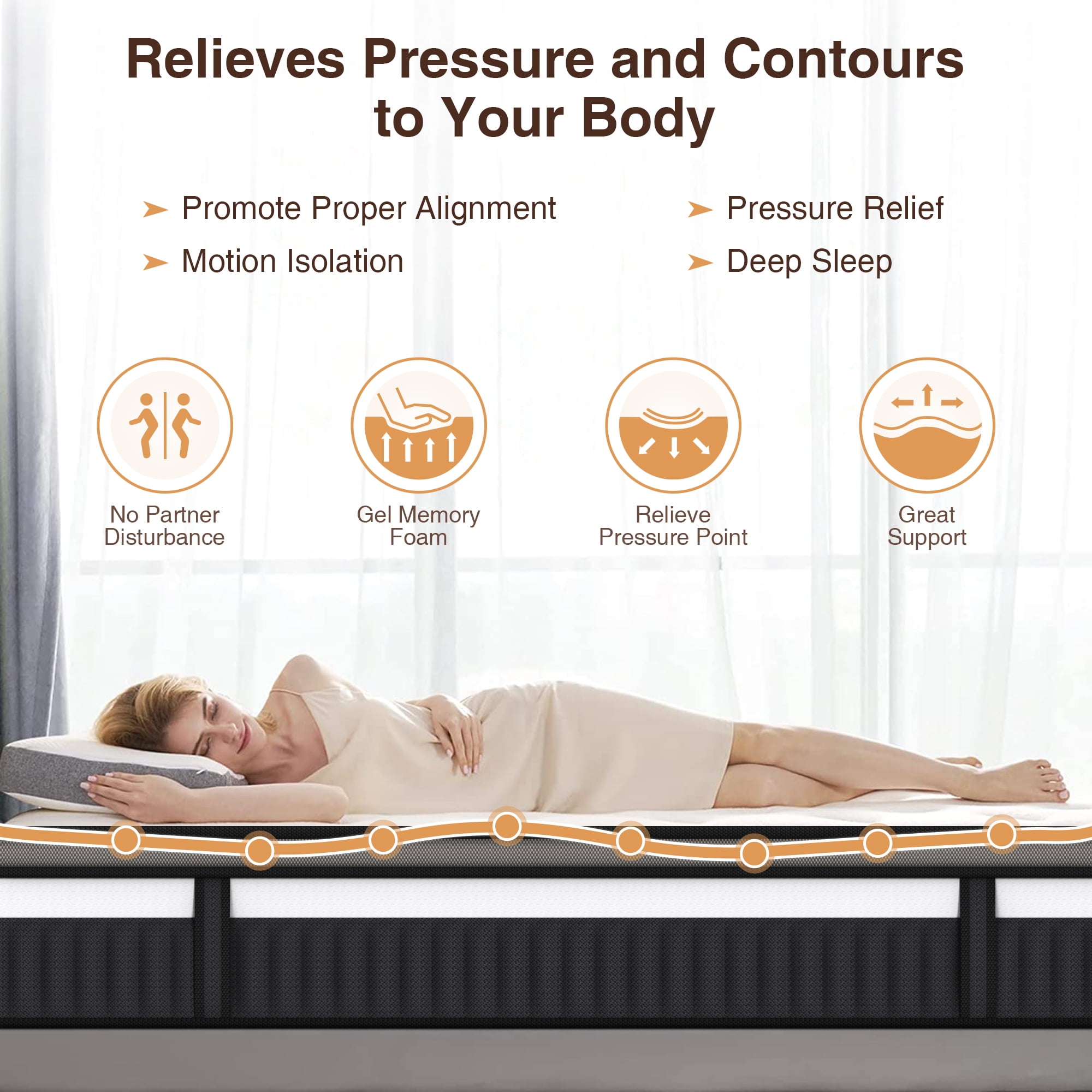 King Mattress In a Box, 14" Cooling Gel Memory Foam King Size Mattress, Medium Firm for Presure Relief&Cooler Sleep, CertiPUR-US