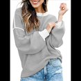 thumbnail image 1 of Suéter Holgado de Otoño para Mujer, Moderno Jersey de Punto A Rayas con Mangas Murciélago y Bloques de Color. Gris L, 1 of 6