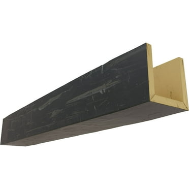 4"W x 4"H x 24'L 3-Sided (U-beam) Hand Hewn Endurathane Faux Wood Ceiling Beam, Aged Ash