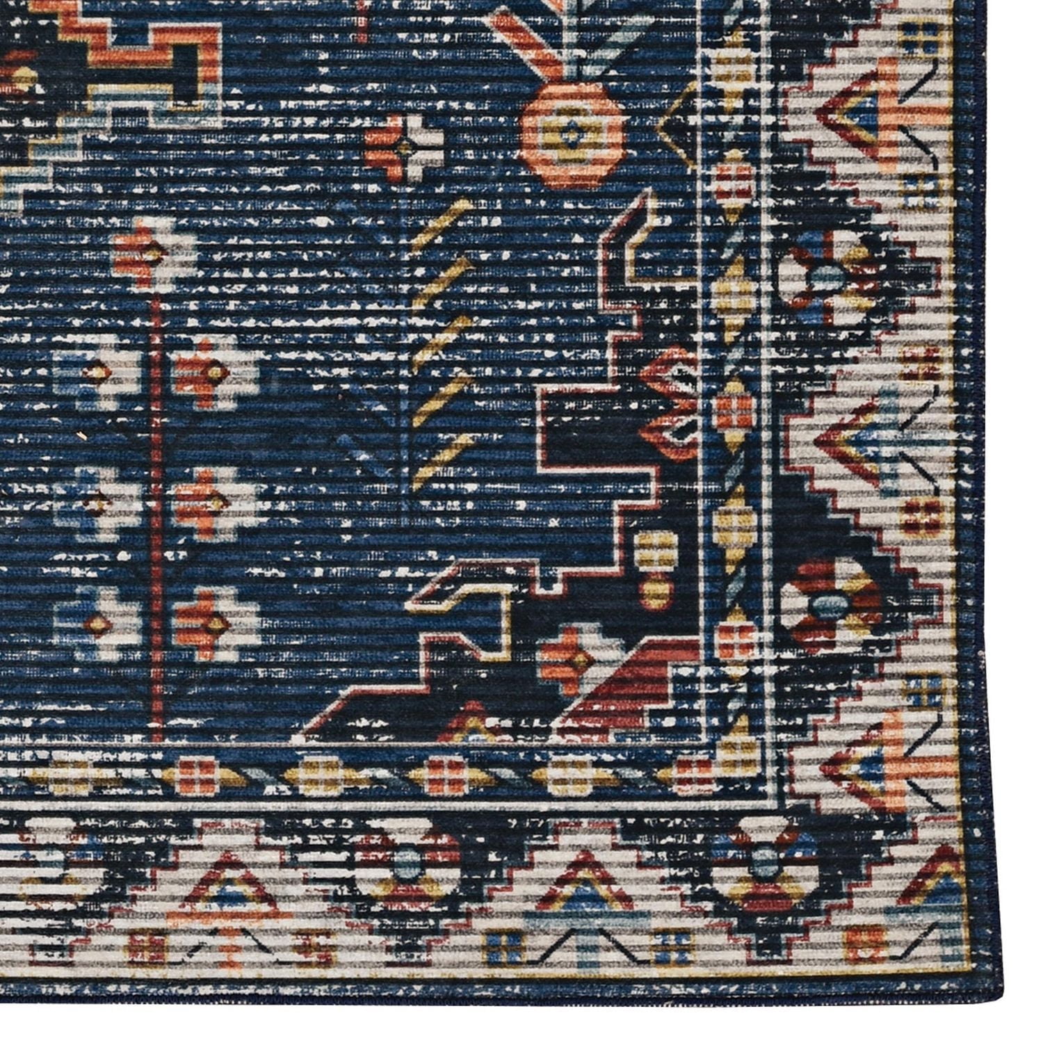 Larson 3' x 5' Washable Accent Rug, Teal and Ivory