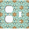thumbnail image 4 of Metal Light Switch Plate Cover Mandala Teal Flower Tile Pattern MDL013, 4 of 13