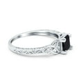 thumbnail image 2 of Cushion Celtic Art Deco Ring Black CZ 925 Sterling Silver Size 10, 2 of 6