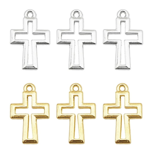 200PCS 11*17mm Hollow Cross Charms Alloy Small Cross Pendant Jewelry Handmading Bracelet Earings Decor DIY Crafts Accessory