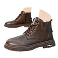 thumbnail image 3 of Mens High Top Shoes Black Lace Up Side Zipper Leather Boots Casual Leather Business Casual Dress Shoes for Men, 3 of 9