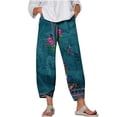 thumbnail image 1 of Simua Womens Wide Leg Pants High Elastic Waist Casual Printed Slim Fit Trousers Pants with Pockets, 1 of 4