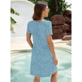thumbnail image 5 of Chiclily Women's Short Sleeve Dresses Daisy Blue Medium V Neck Flowy Beach Sundress with Pockets, 5 of 6