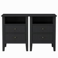 thumbnail image 6 of CozyHome Fluted Nightstand Set of 2, Modern Side Table with 2 Drawers and Storage Shelf, for Bedroom, Living Room, Black, 6 of 7