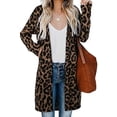 thumbnail image 3 of Womens Cardigans Open Front Leopard Printed Knitted Sweater Long Sleeve Lightweight Long Outerwear Tops, 3 of 4