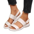 thumbnail image 2 of KIJBLAE Women Summer Sandals Two-Strap Hook Loop Fastening Open Toe Breathable Comfort Sandals Non-Slip Lightweight Platform Sandals for Beach Daily Wear White 38, 2 of 7