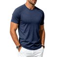 thumbnail image 6 of Men Summer Outdoor Sports Leisure Fitness Round Neck Short Sleeve T Shirt Running Athletic T-Shirts Short Sleeve Gym Tops XXL Navy Men's Short Sleeved T Shirt, 6 of 9