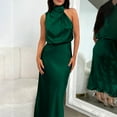thumbnail image 6 of TMOYZQ Women's 2025 Summer Satin Dress Elegant Sleeveless Mock Neck Cocktail Party Maxi Dresses Fashion Homecoming Dresses Wedding Guest Dresses for Women, 6 of 9