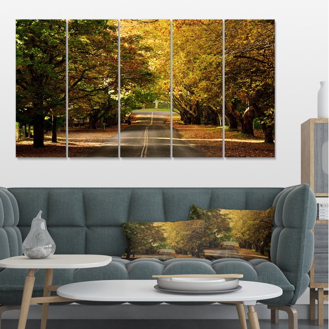 Road through Beautiful Green Trees - Landscape Canvas Art Print