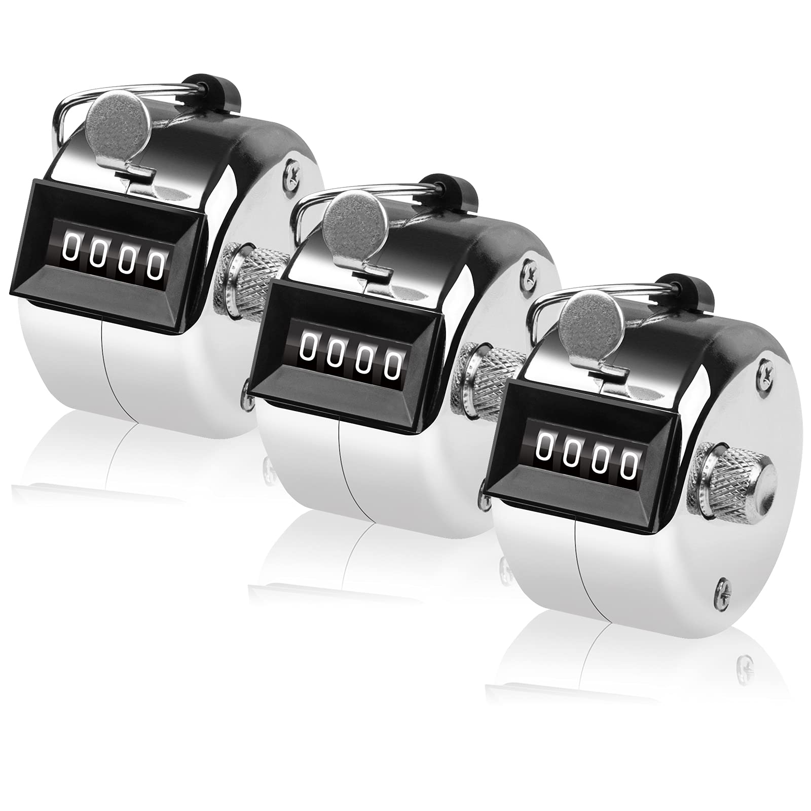 IMMEKEY 3 Pack Tally Counter, 4Digit Clicker Counter, Metal Hand Tally