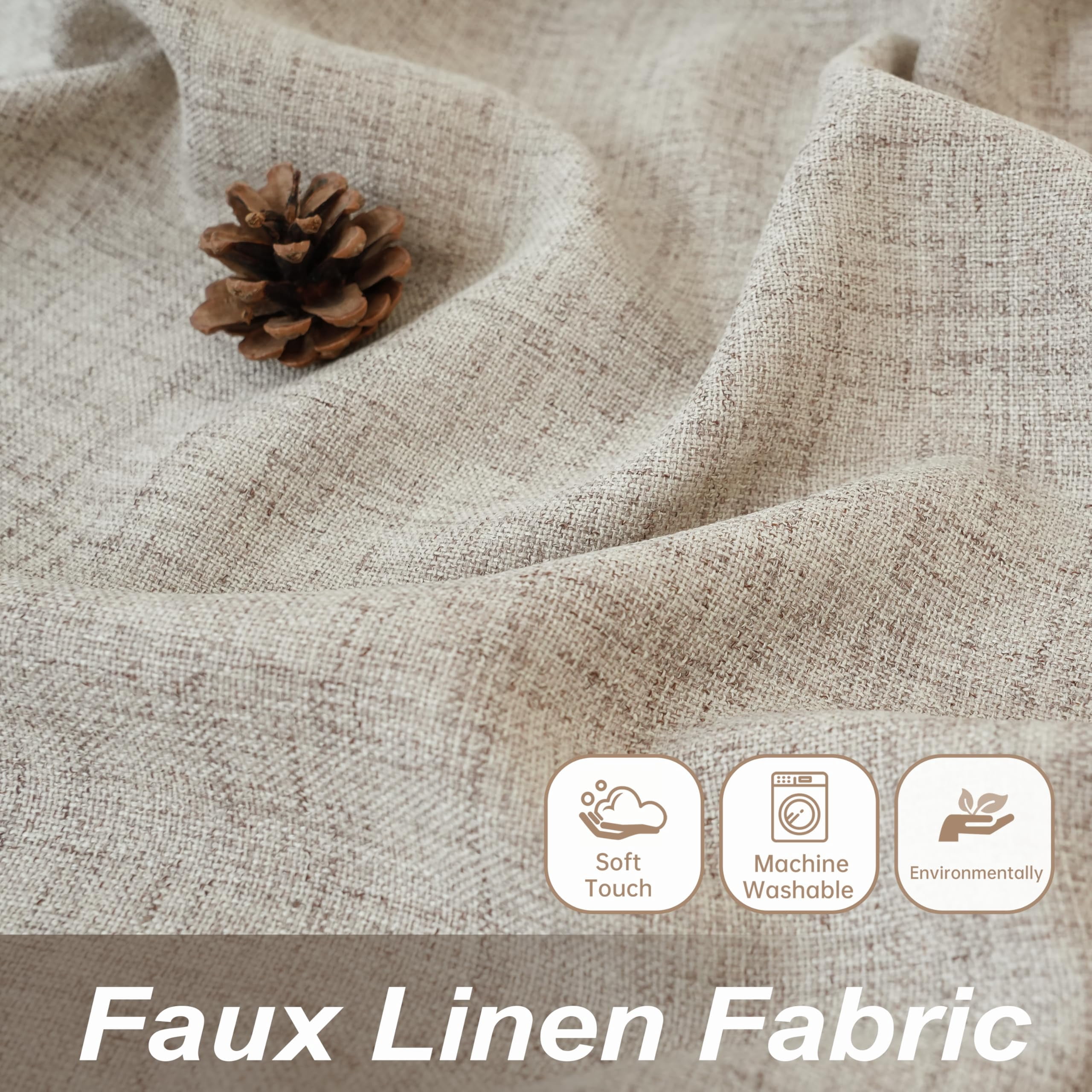 DriftAway Khaki Linen Curtains 108 Inches Long for Living Room Thick Semi Sheer 2 Panels Farmhouse 3 Inch Rod Pocket Back Tab Boho Rustic Light Filtering Window Drapes for Bedroom Privacy Assured