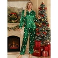 thumbnail image 5 of DAKIMOE Silk Satin Pajamas Set Womens Christmas Pajamas Long Sleepwear Button Down 2 Piece Classic Soft Loungewear Pjs Set, 5 of 6