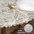thumbnail image 4 of Gray Paisley Floral Table Cloth, Round Fitted Tablecloths with Elastic Edge, Farmhouse Spring Summer Flowers Wipeable Waterproof Table Cover for Kitchen Wedding 36-44 Inches, 4 of 4