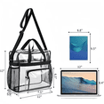 thumbnail image 2 of Heavy Duty Stadium Approved Clear Shoulder Tote Bag, Large Transparent Travel Storage Bag for Sports Events, Office Work & Daily School Use, Black, 2 of 8