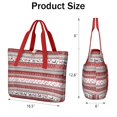 thumbnail image 3 of Tote Bag for Women - Red Christmas Folk Pattern Shoulder Bag - Large Utility Work Duffle Bag with Zipper Handbag for Travel, Work, Sprots, 3 of 5