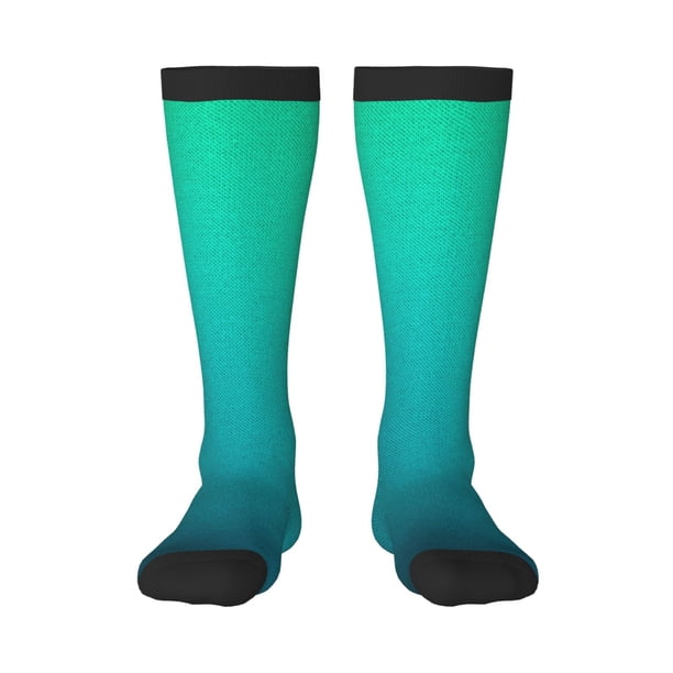 Fotbe Green Turquoise Teal Calcetas Divertidas Estampadas para Hombre y Mujer, Calcetas de Algodón hasta la Rodilla para Caminar, Correr, Enfermería y Embarazo