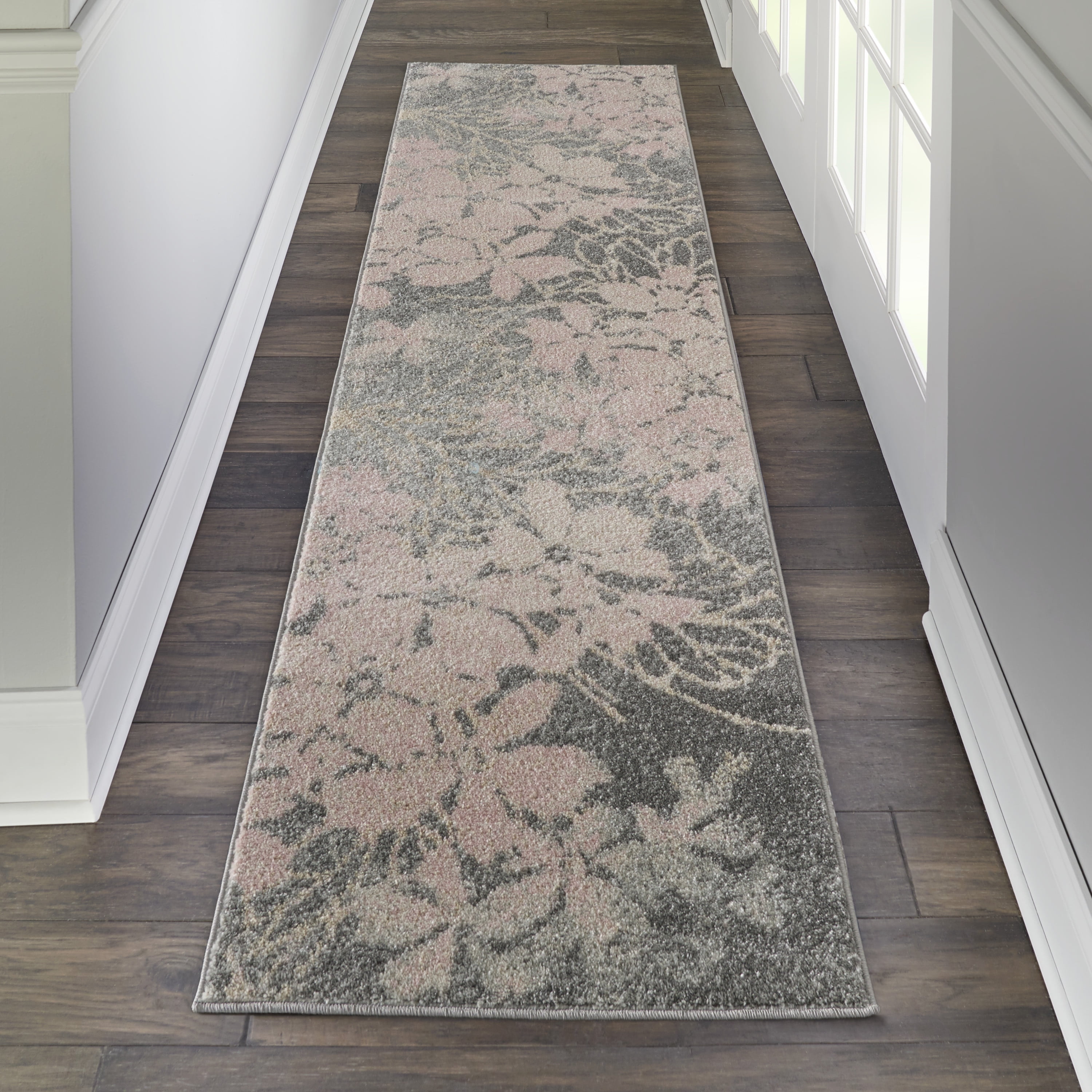 Modern Area Rug Shabby Distressed Carpet Small Extra Large Floor Mats Grey Pink