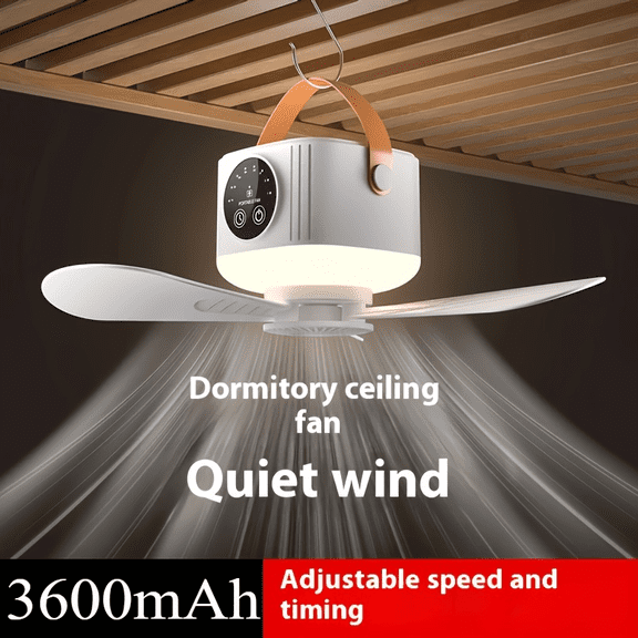 HEEYCEM Portable Mini Ceiling Fan with Remote Control & LED Night Light, Quiet Battery Powered Fan for Bedroom, Kids Room, Nursery, RV, Tent and Camping